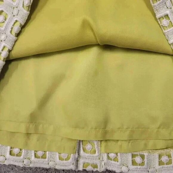 Antonio Melani Women's Ivory Lace & Chatreuse Poly Satin Pencil Straight Lined S - Picture 10 of 11